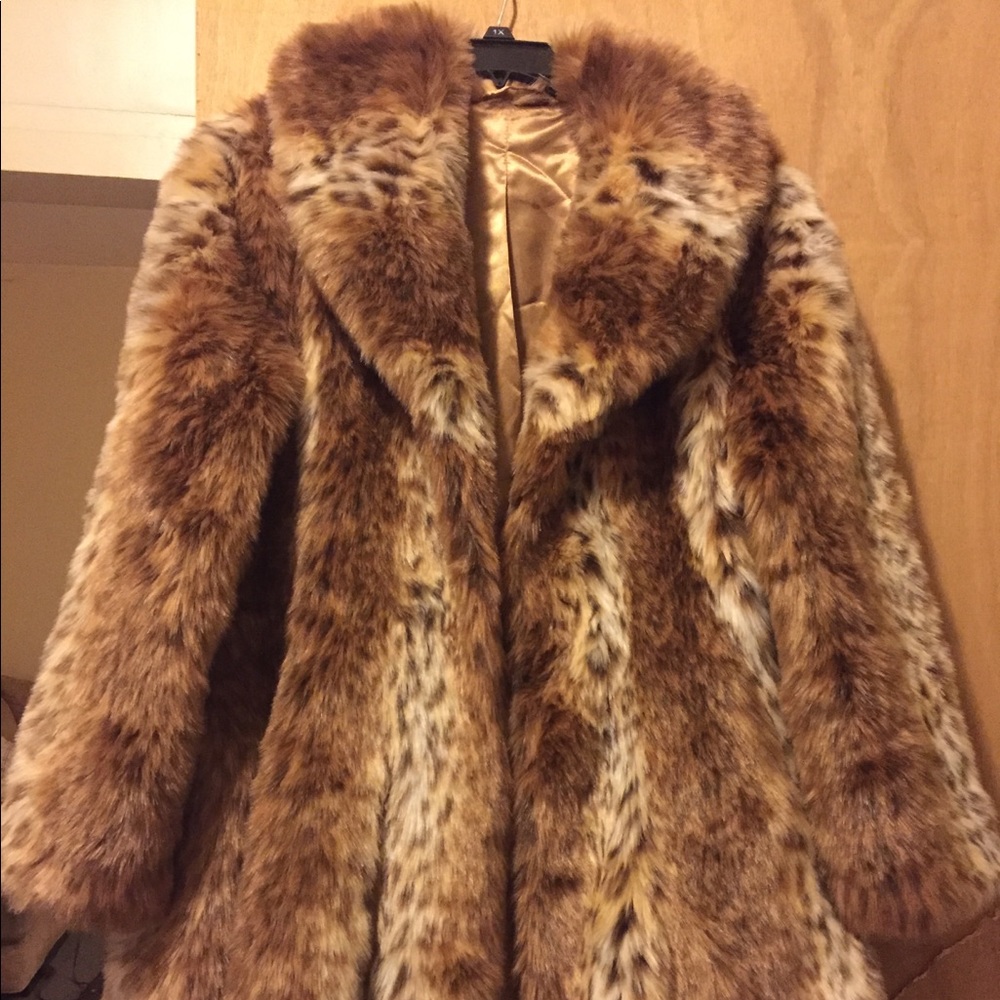 Leopard print fur coat